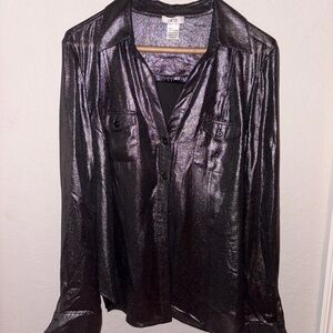 Shimmering Black Cache Button-Up Shirt